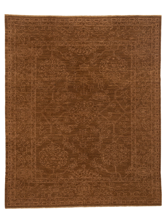 Defne Ruby Brown Gold  8.3x10 Hand Knotted Rug