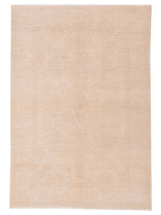 Defne Jade Ivory Dark Brown  6.3x9 Hand Knotted Rug