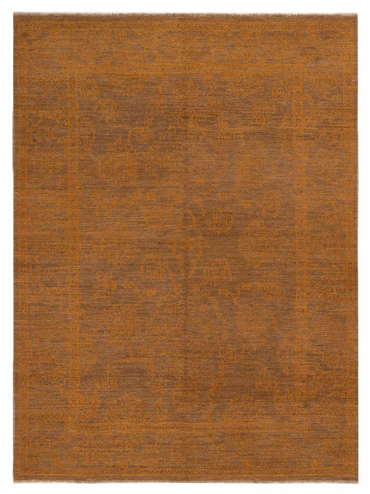 Defne Jade Brown Gold  6.2x9 Hand Knotted Rug