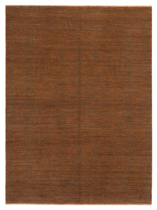 Defne Agate Brown Green 6.2x9  Hand Knotted Rug