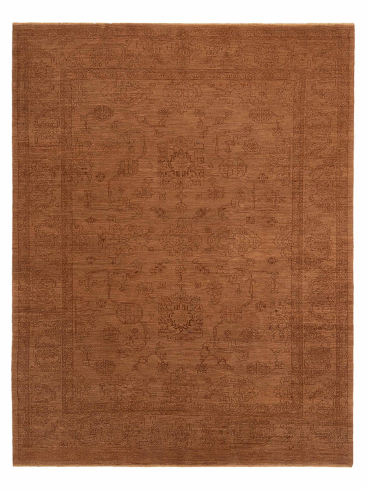 Defne Emerald Gold Copper  9.2x11.10 Hand Knotted Rug
