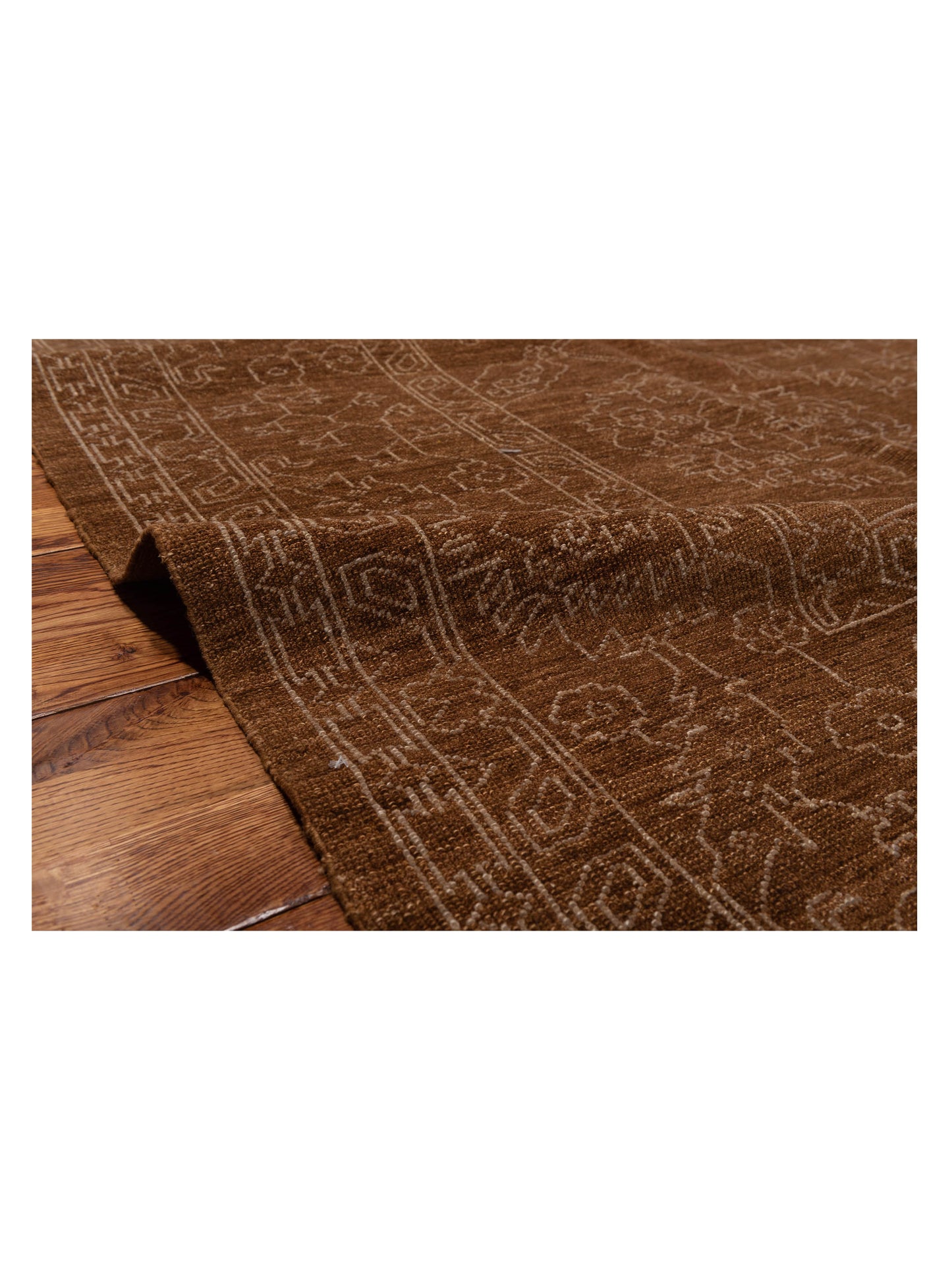Defne Ruby Brown Silver  8.2x10.1 Hand Knotted Rug
