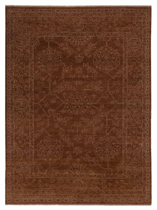 Defne Ruby Brown Silver  8.2x10.1 Hand Knotted Rug