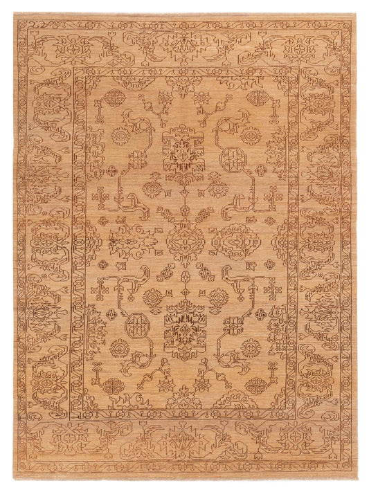 Defne Emerald Gold Copper  6.1x8.11 Hand Knotted Rug