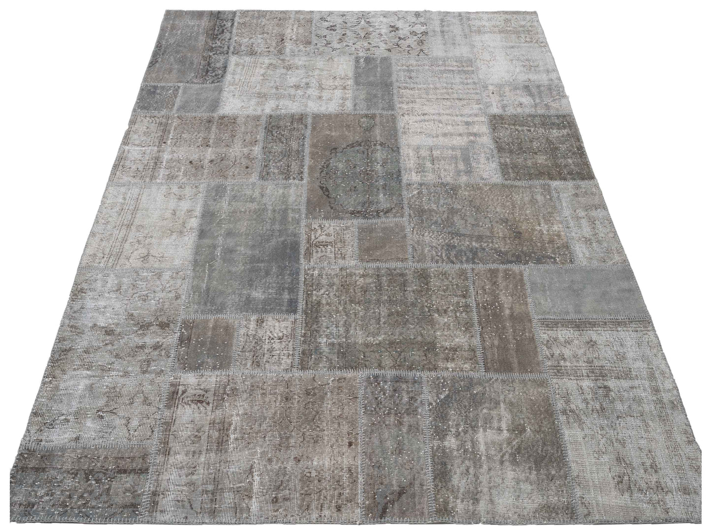 Turkish Vestige Patchwork 113378 Gray 8.2x9.10 Hand Knotted Rug