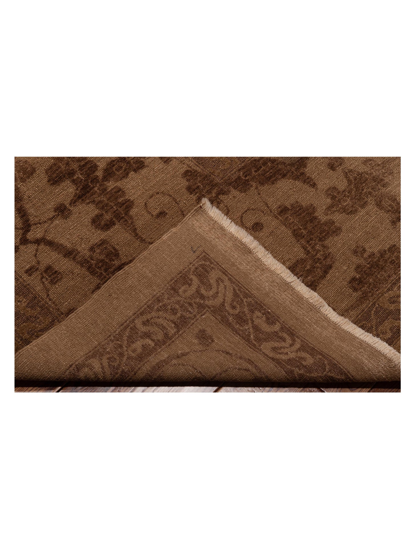 Defne Tulip Brown Dark Brown 12.8x17.7 Hand Knotted Rug