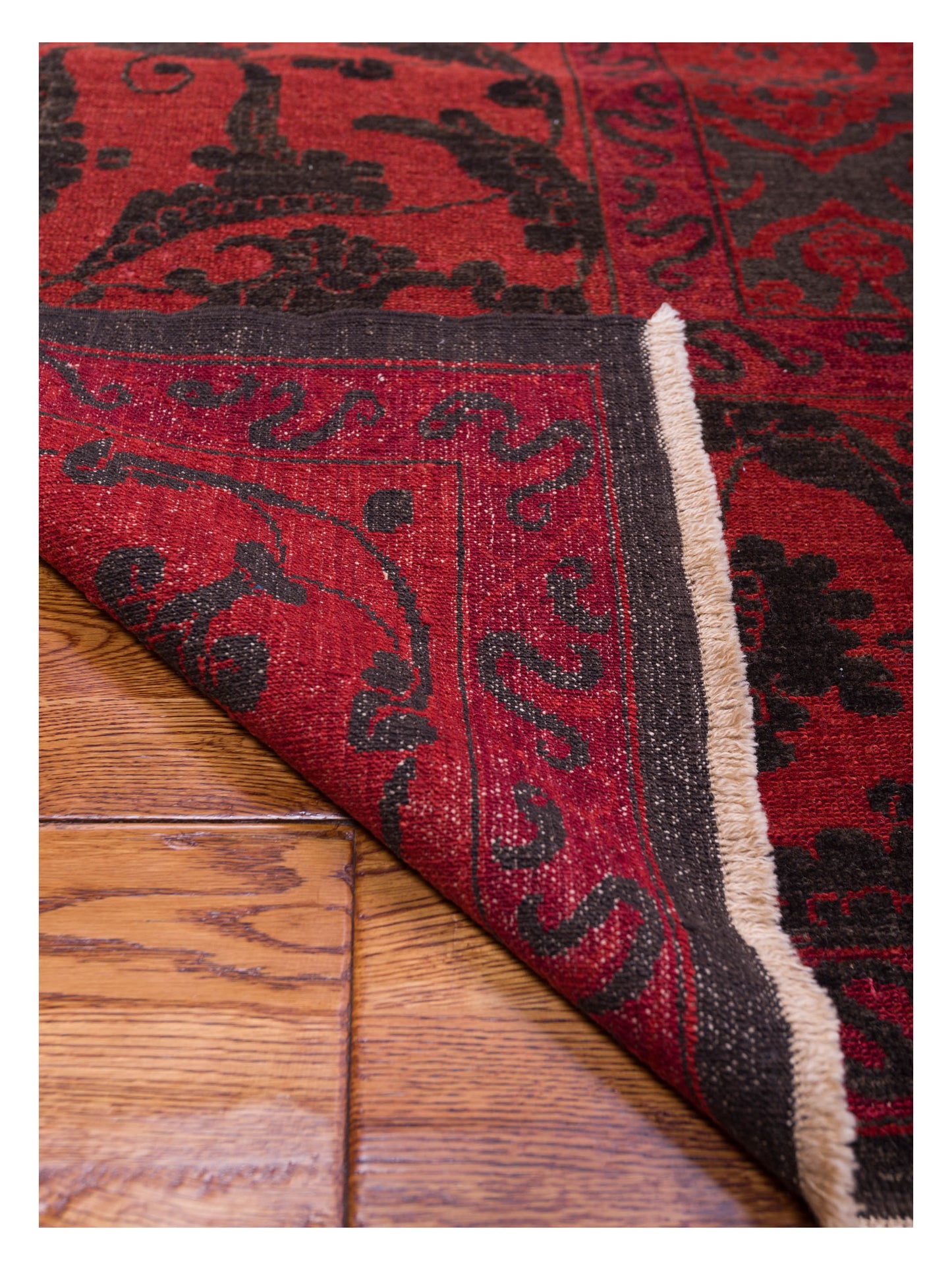 Defne Tulip Charcoal Red 10.5x13.6 Hand Knotted Rug