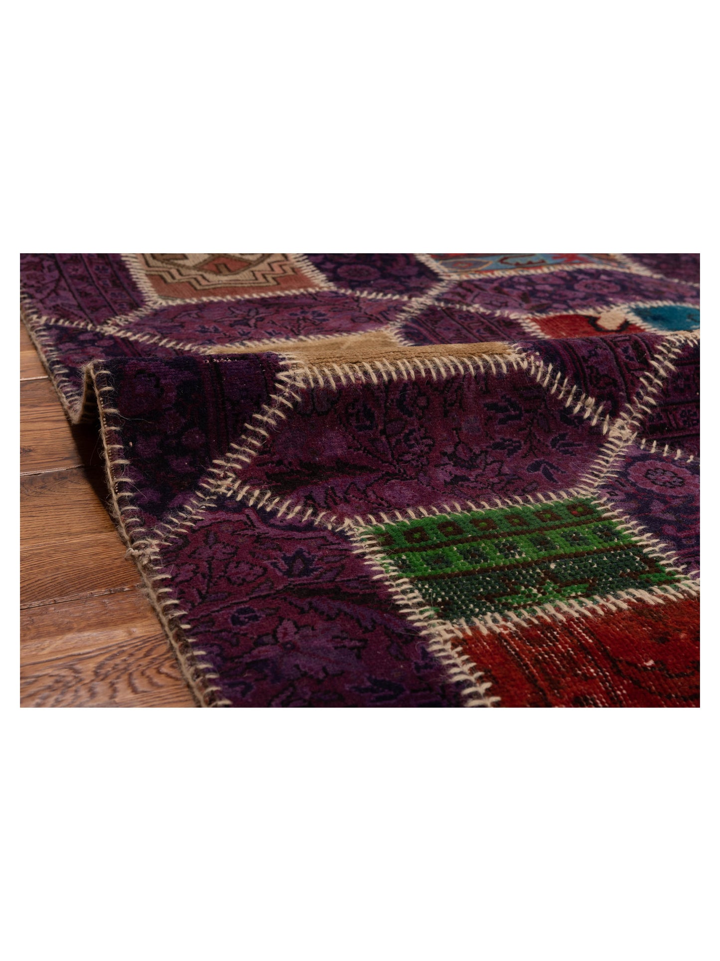 Turkish Vestige Patchwork 114247 Purple 4.3x6.5 Hand Knotted Rug