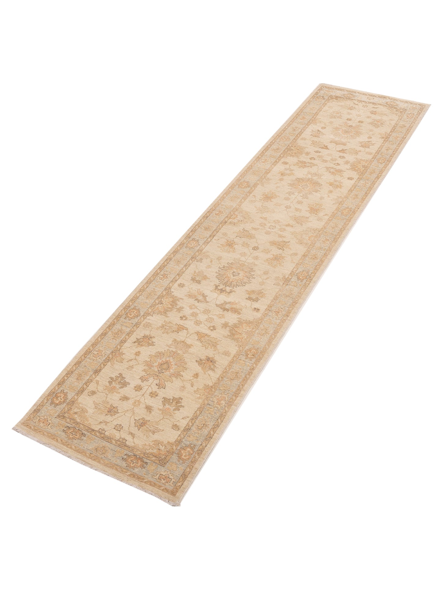 Laila 115200 Ivory Light Blue 2.10x11.10 Hand Knotted Rug