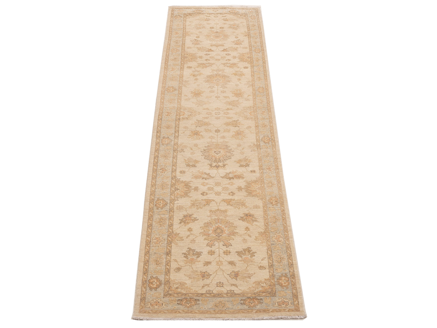Laila 115200 Ivory Light Blue 2.10x11.10 Hand Knotted Rug