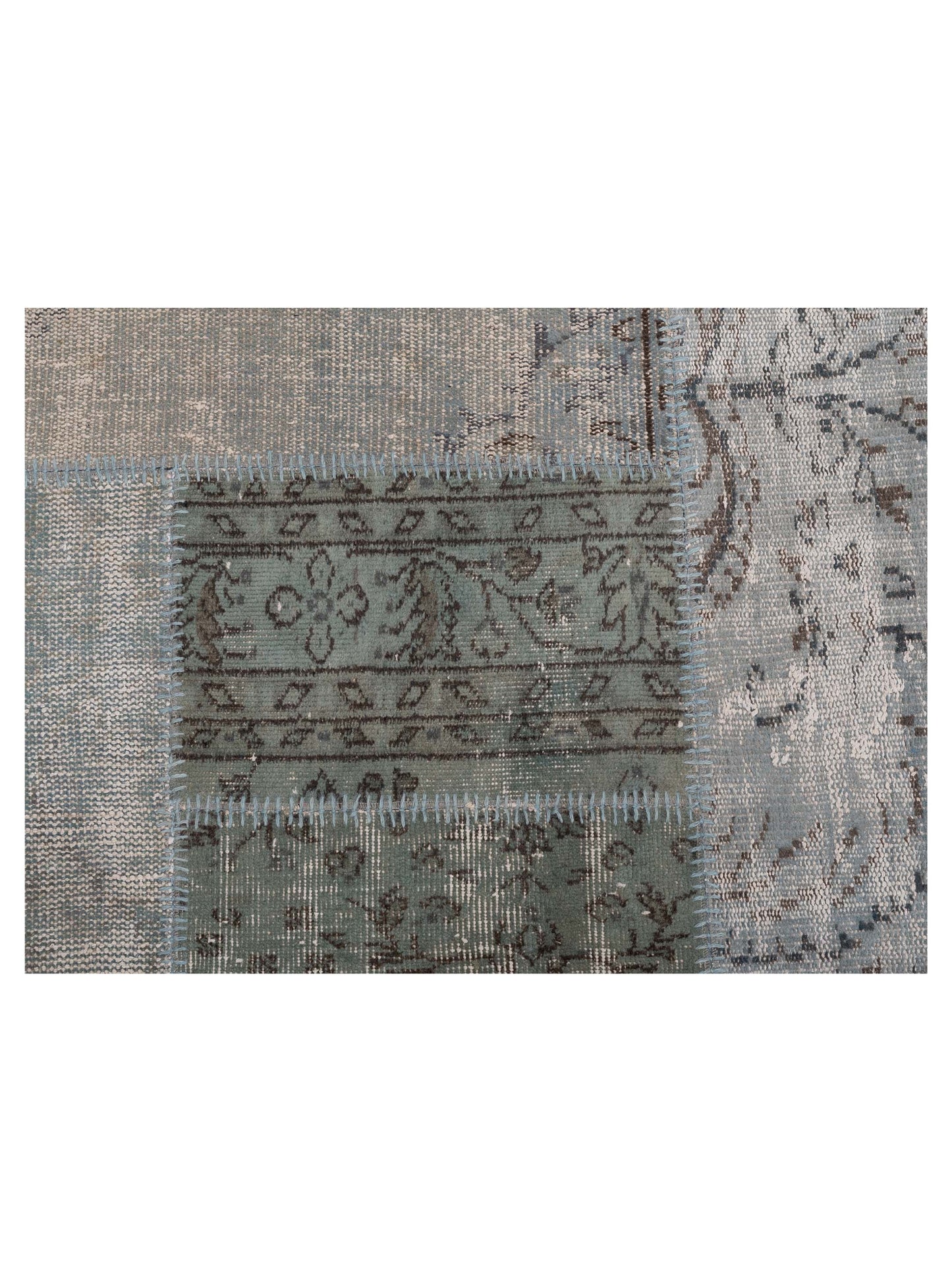 Turkish Vestige Patchwork 116077 Blue 8x10 Hand Knotted Rug