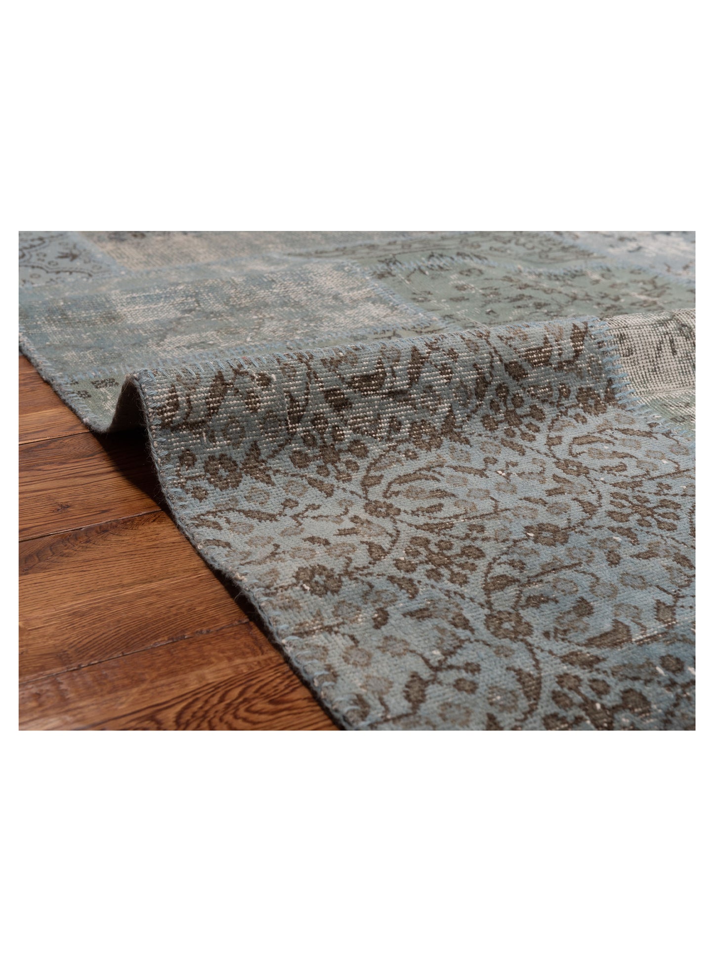 Turkish Vestige Patchwork 116077 Blue 8x10 Hand Knotted Rug
