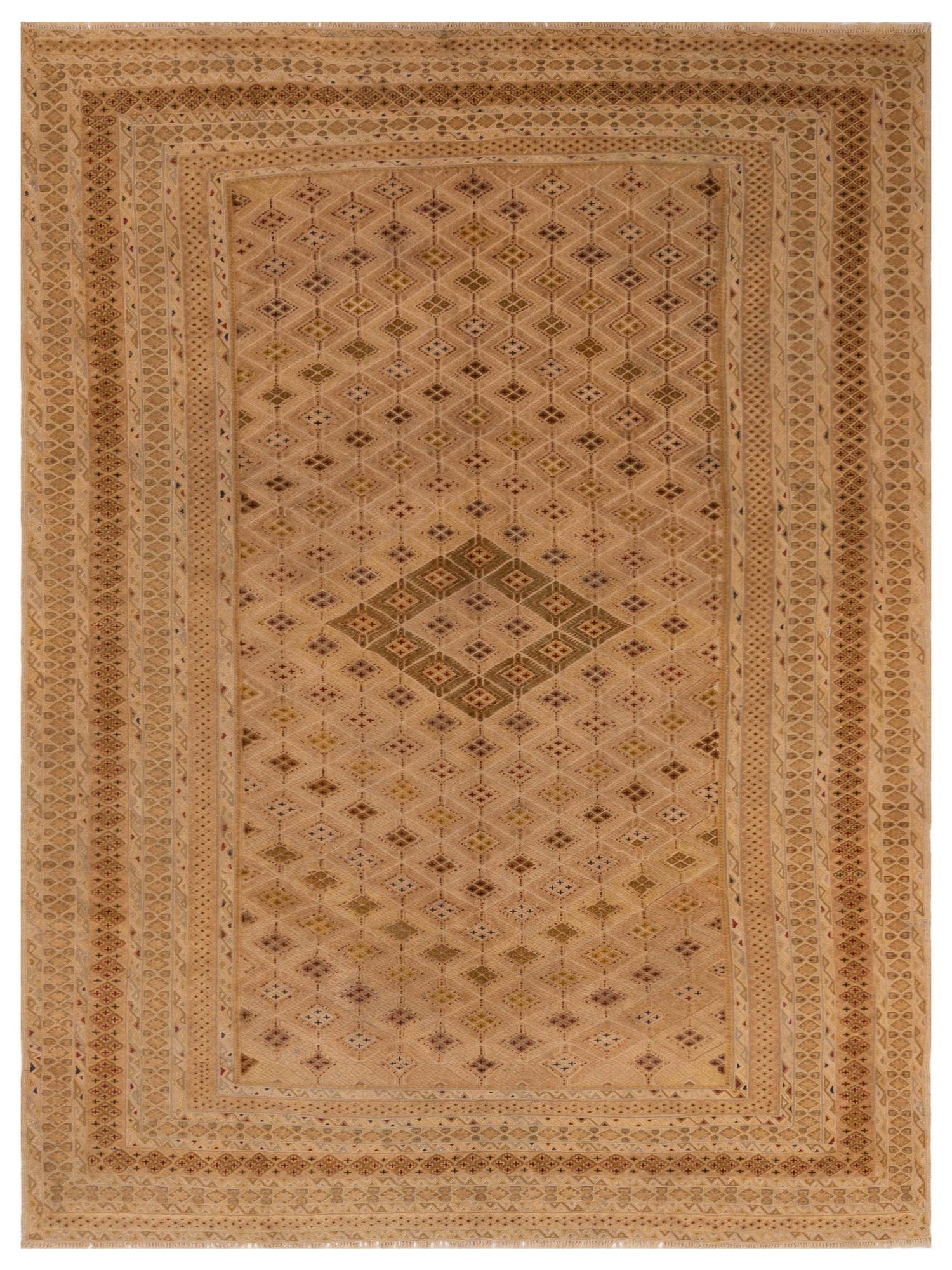 Nomad Afghan Soumak  Gold Ivory Tribal