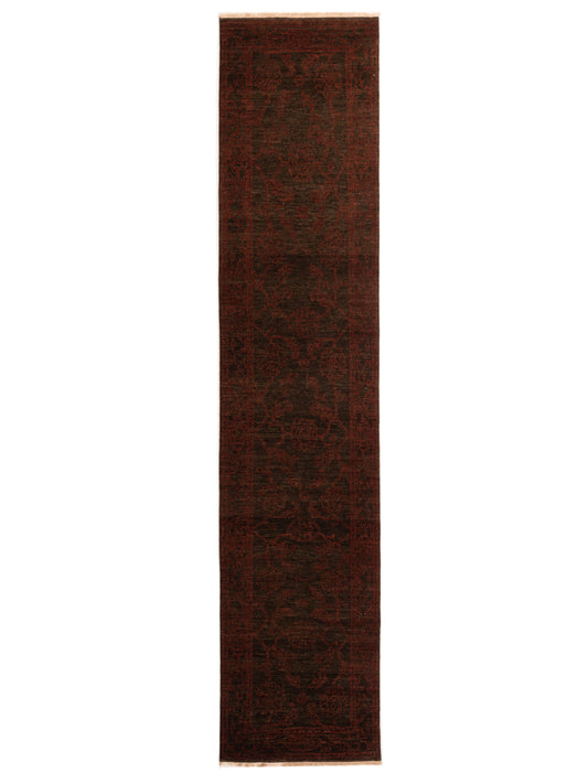 Defne Ruby Charcoal Charcoal  3x13.9 Hand Knotted Rug