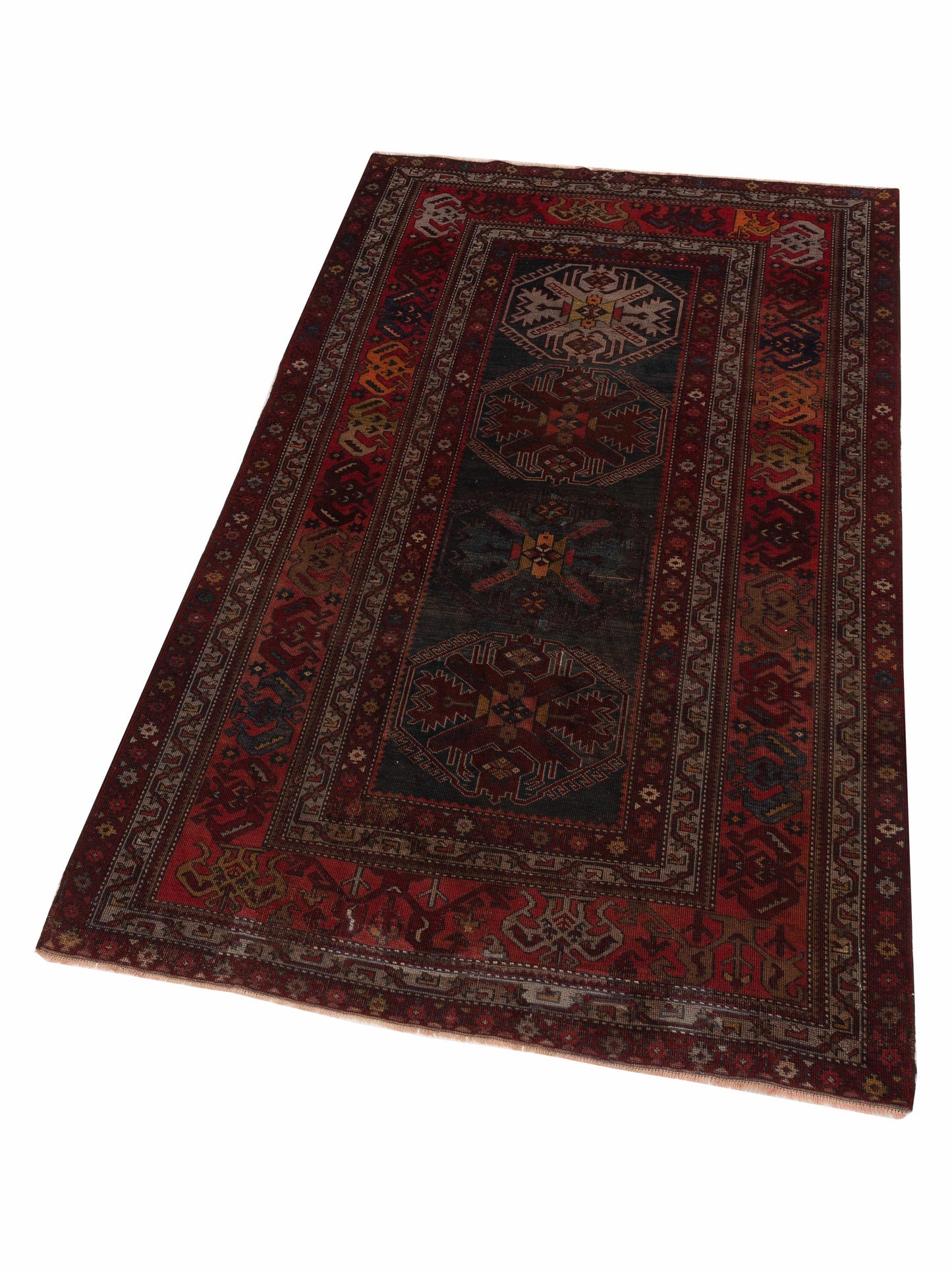 Old Anatolian 118731 Black Red 4.4x7.5 Hand Knotted Rug