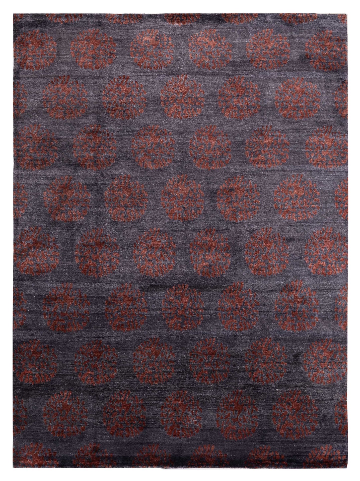 Tibetino 120521 Charcoal Red 8.1x10.1 Hand Knotted Rug