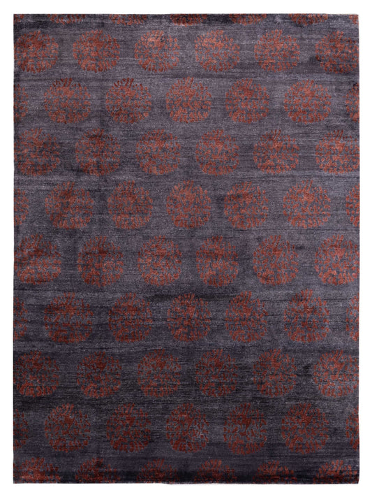 Tibetino 120521 Charcoal Red 8.1x10.1 Hand Knotted Rug