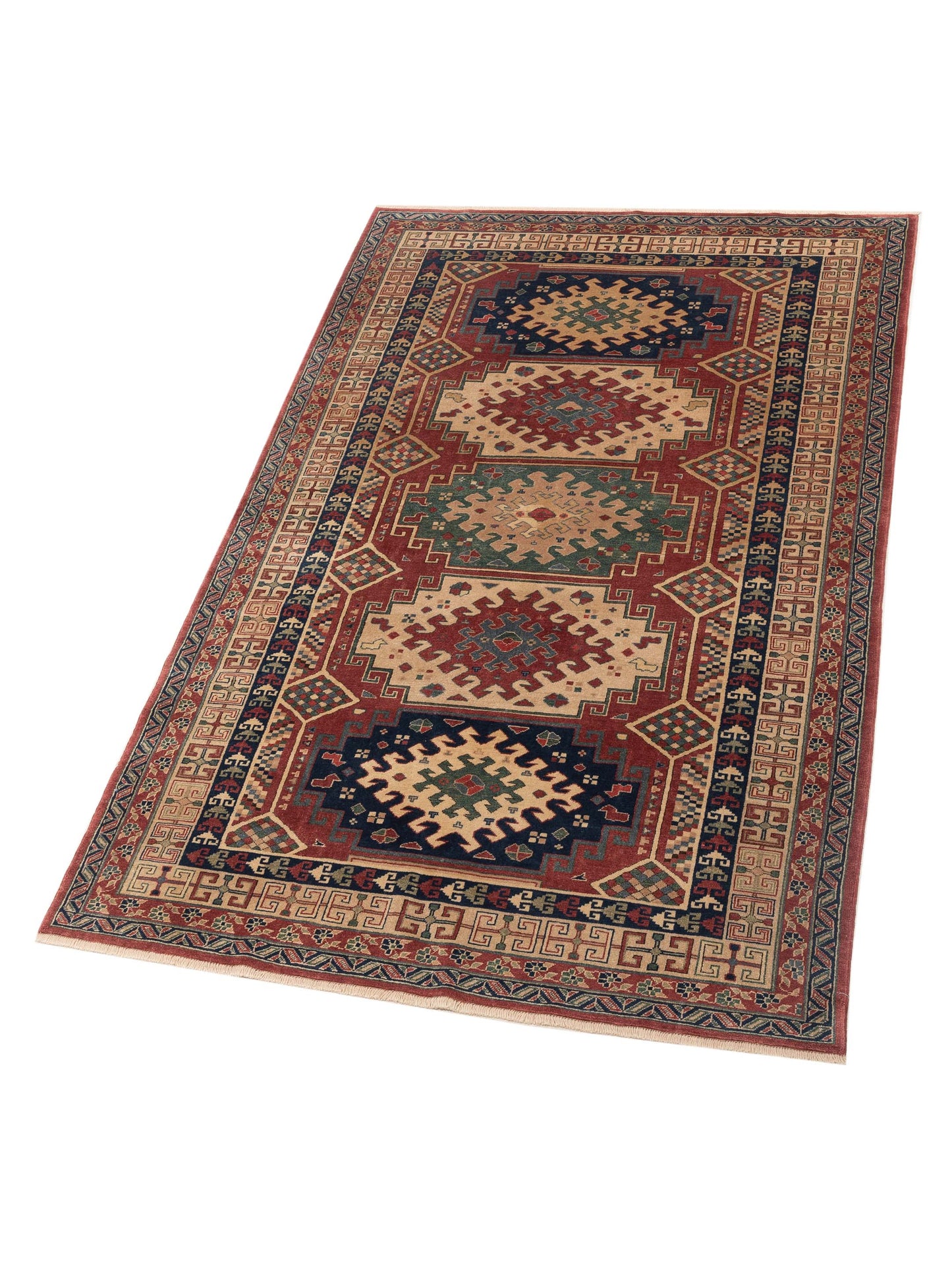 Turkish Shirwan 120649 Rust Ivory 5.6x8.11 Hand Knotted Rug