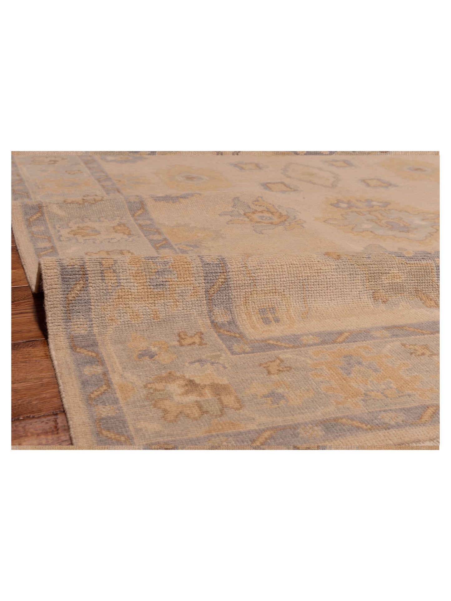 Oushak Shah 121566 Ivory Silver 6.2x8.9 Hand Knotted Rug