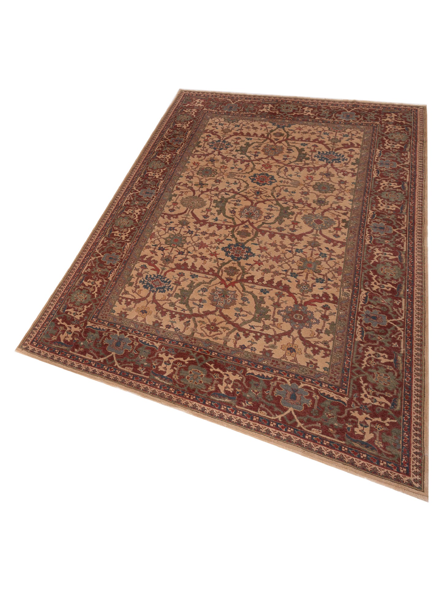 Antique Loom 121575 Ivory Red 6.9x9.9 Hand Knotted Rug