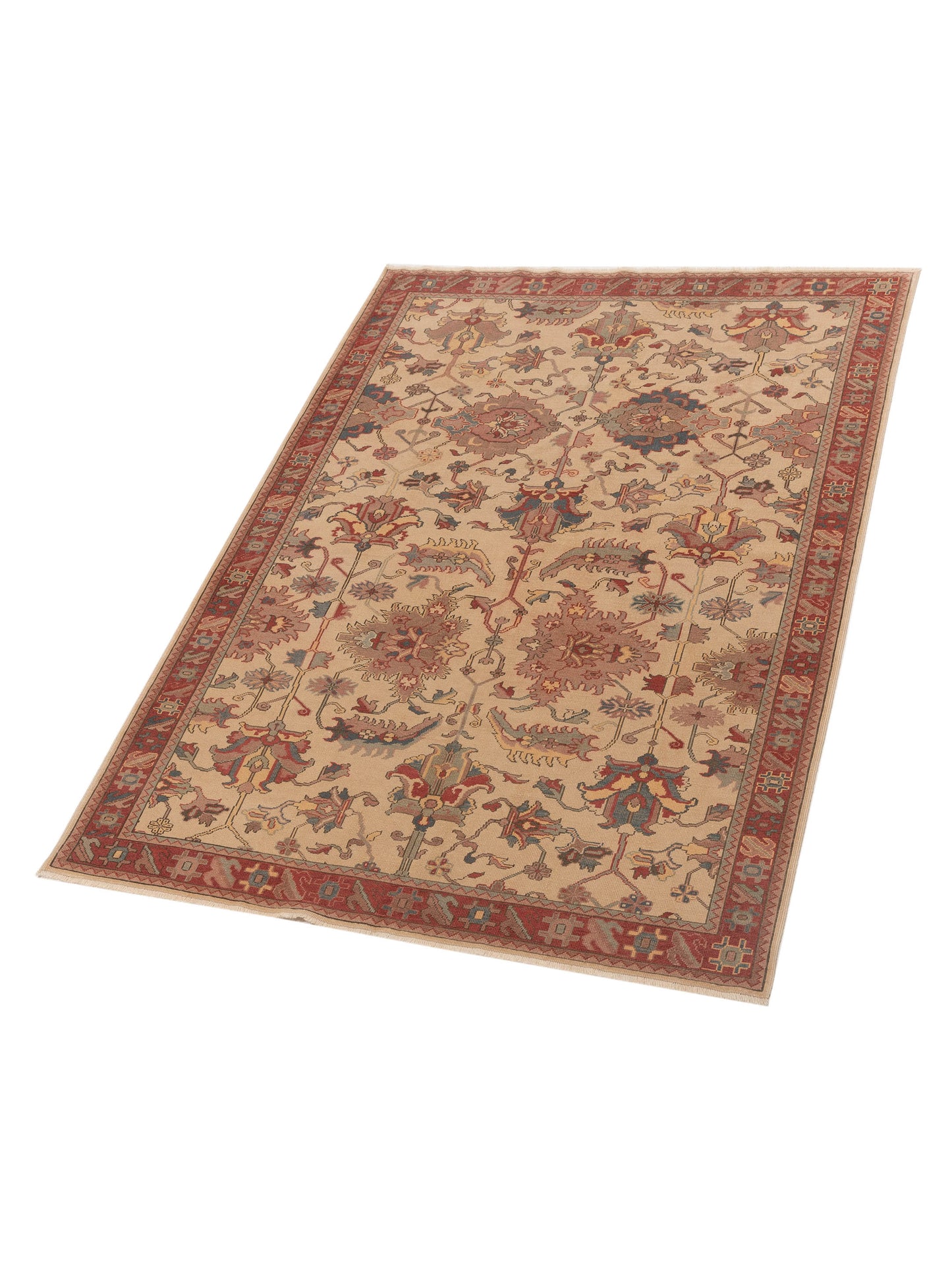Antique Loom 121579 Beige Rust 5.8x8 Hand Knotted Rug