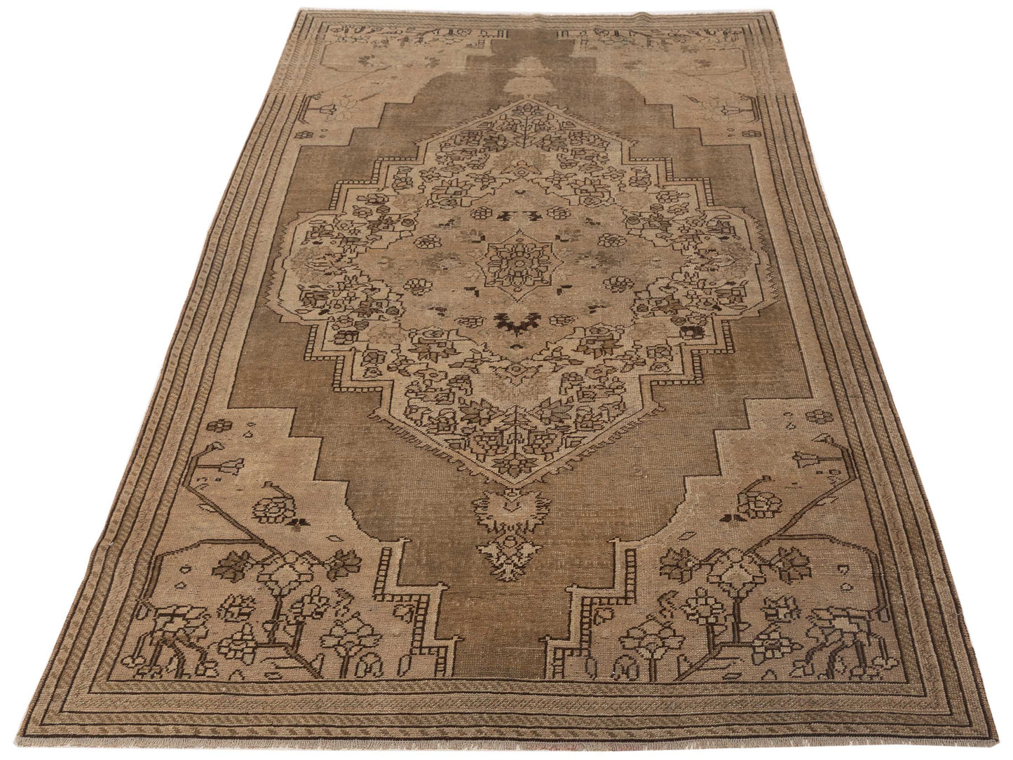 Old Anatolian 121866 Brown 5.4x9.1 Hand Knotted Rug