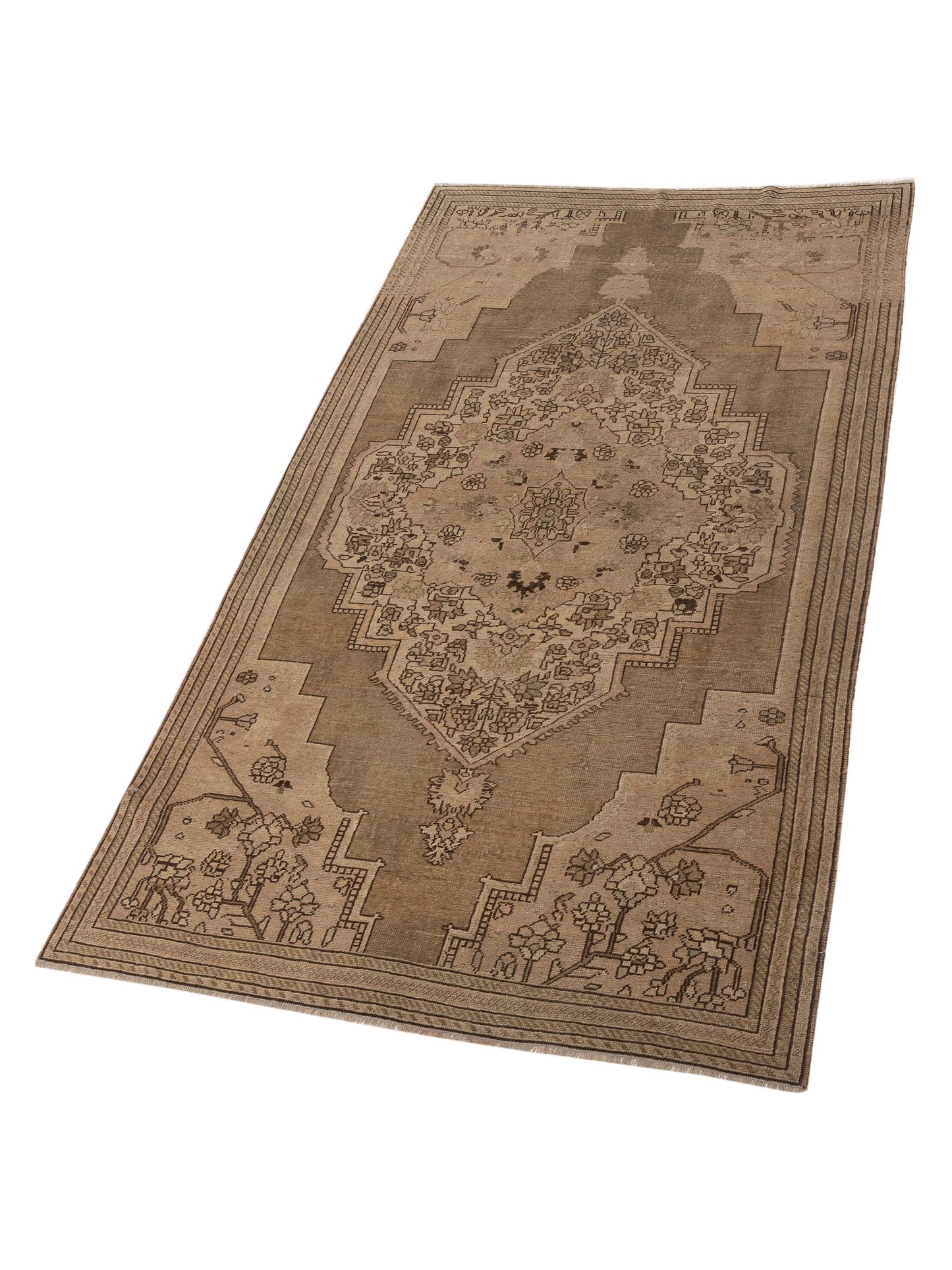 Old Anatolian 121866 Brown 5.4x9.1 Hand Knotted Rug
