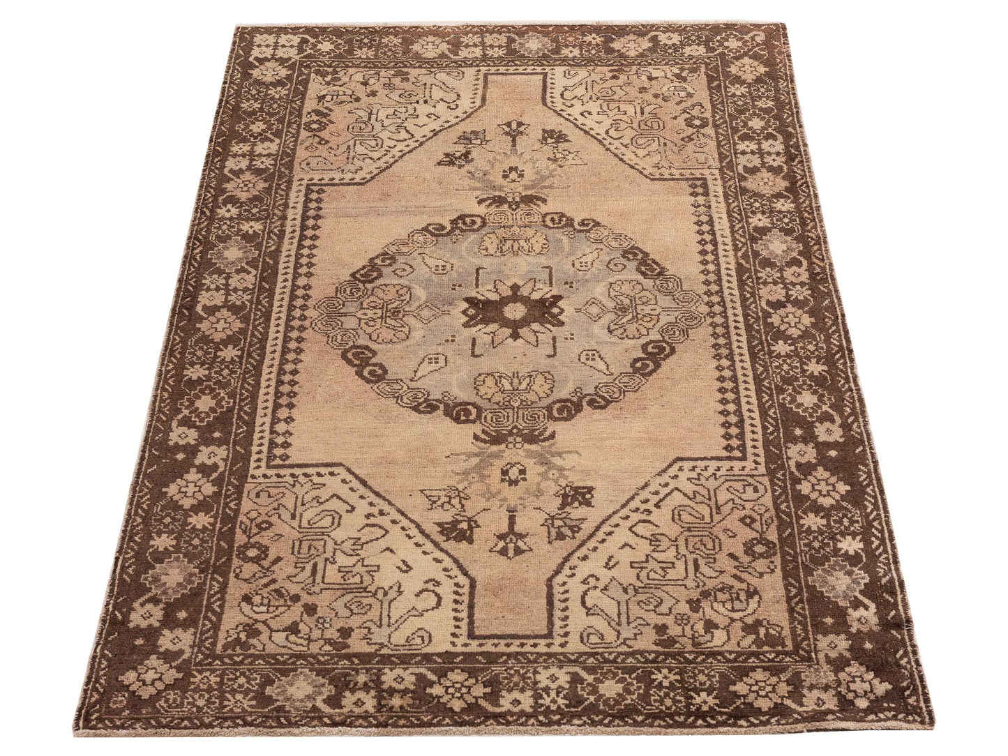 Old Anatolian 121914 Beige Brown 4.9x8 Hand Knotted Rug