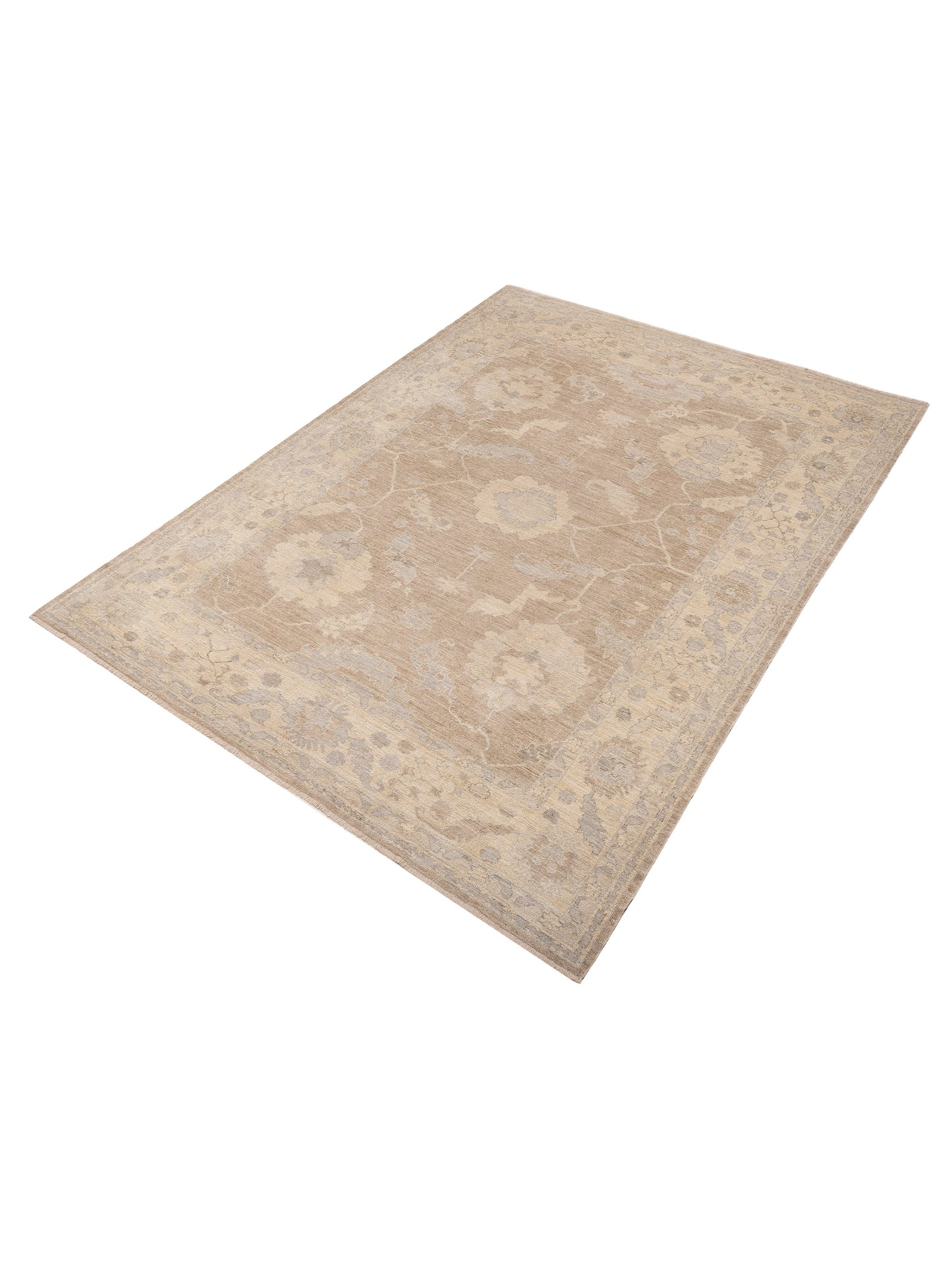 Angora Oushak 123605 Light Brown Ivory 10.1x14.2 Hand Knotted Rug