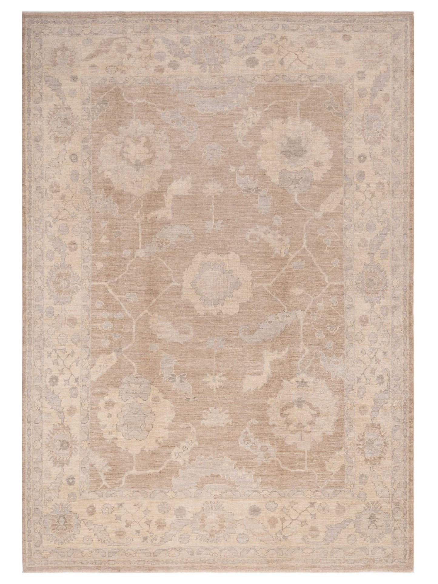 Angora Oushak 123605 Light Brown Ivory 10.1x14.2 Hand Knotted Rug