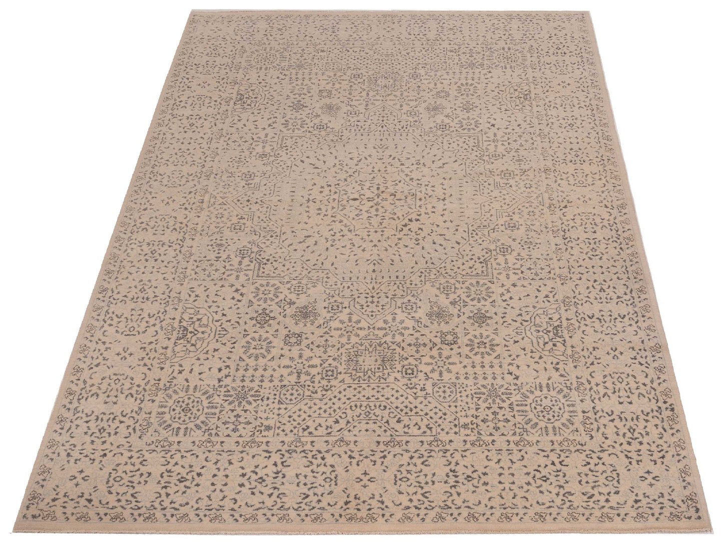Mamluk 125091 Ivory Gray 6.2x9 Hand Knotted Rug