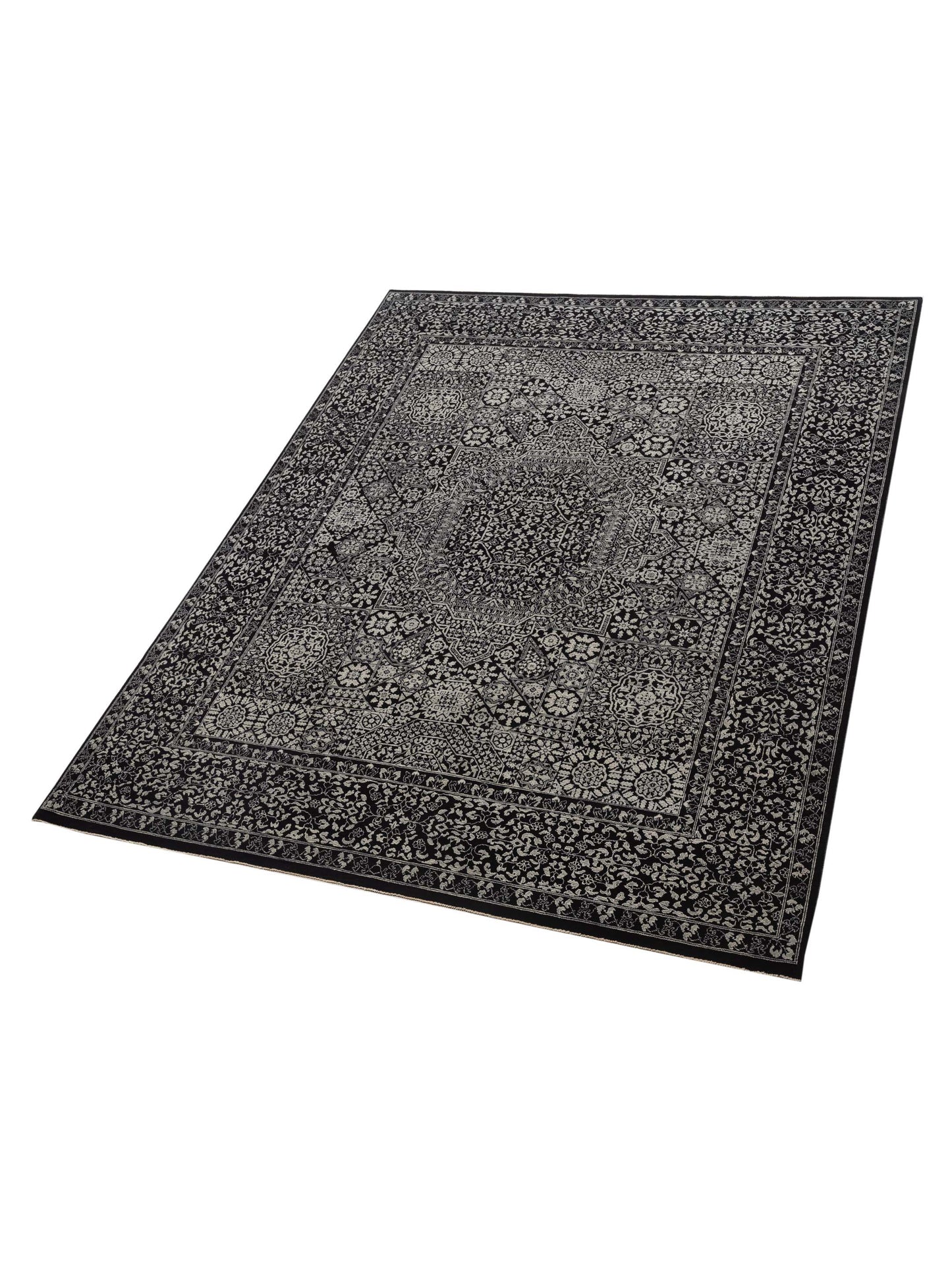 Mamluk 125123 Black Black 8.1x10.2 Hand Knotted Rug