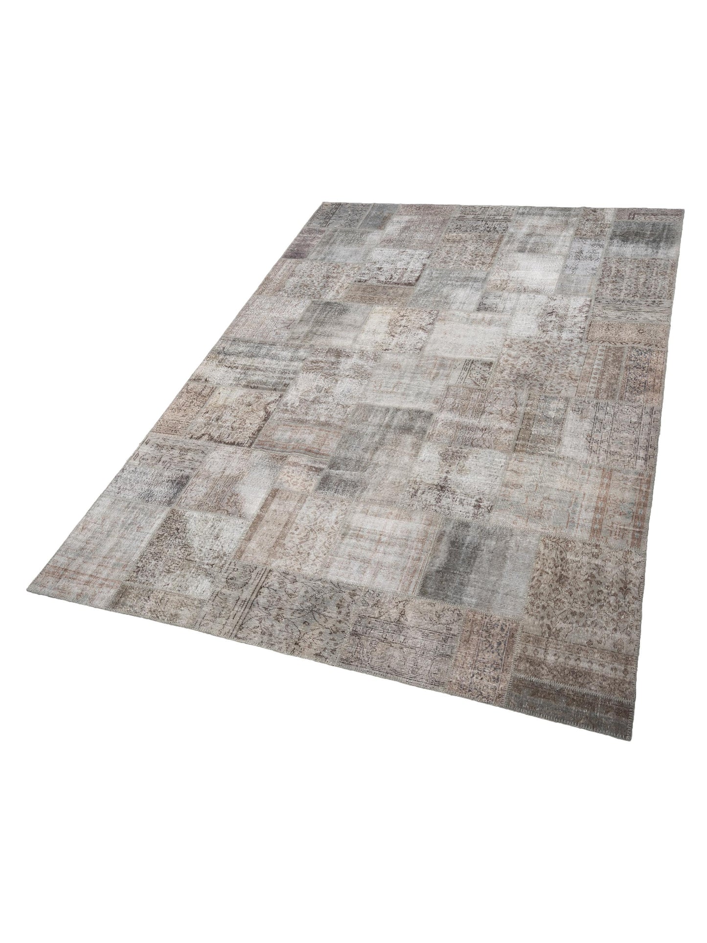 Turkish Vestige Patchwork 126446 Gray 10x14 Hand Knotted Rug