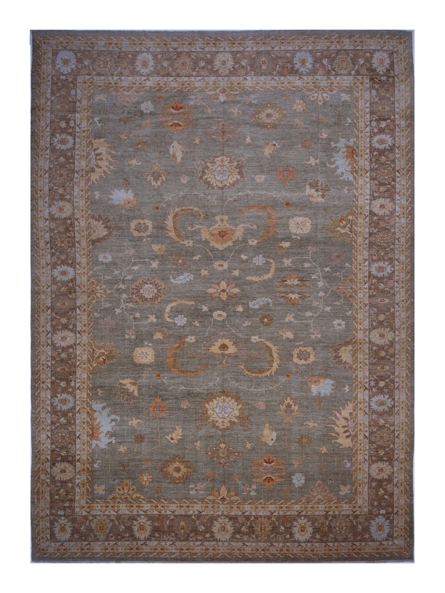 Anadol Angora Oushak  Green Brown Traditional