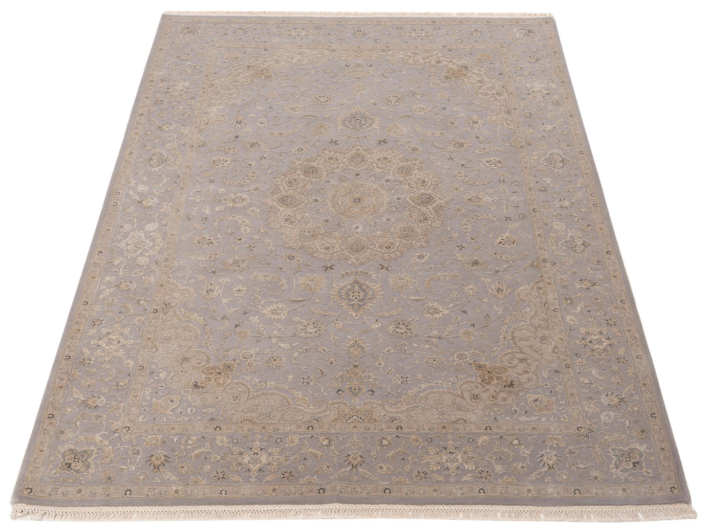 Imperial Silk 127208 Silver Silver 6.1x9.1 Hand Knotted Rug
