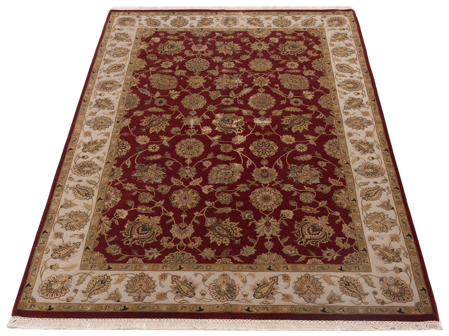 Imperial Silk 127214 Red Ivory 6x8.10 Hand Knotted Rug