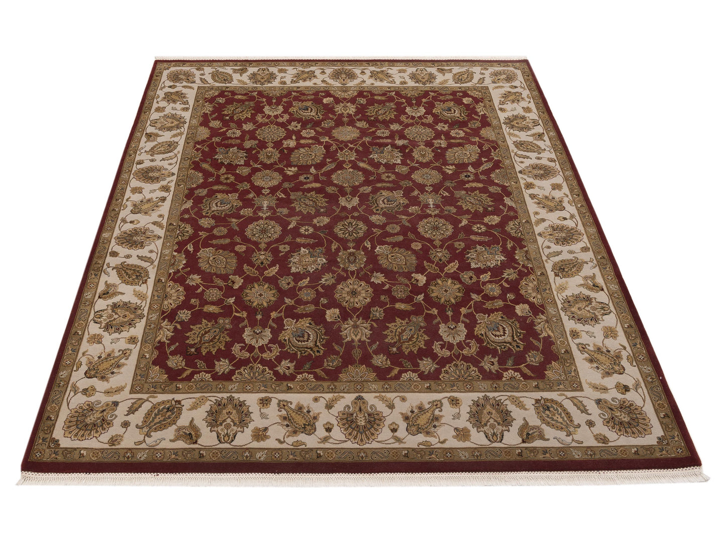 Imperial Silk 127280 Red Ivory 8.1x10.3 Hand Knotted Rug