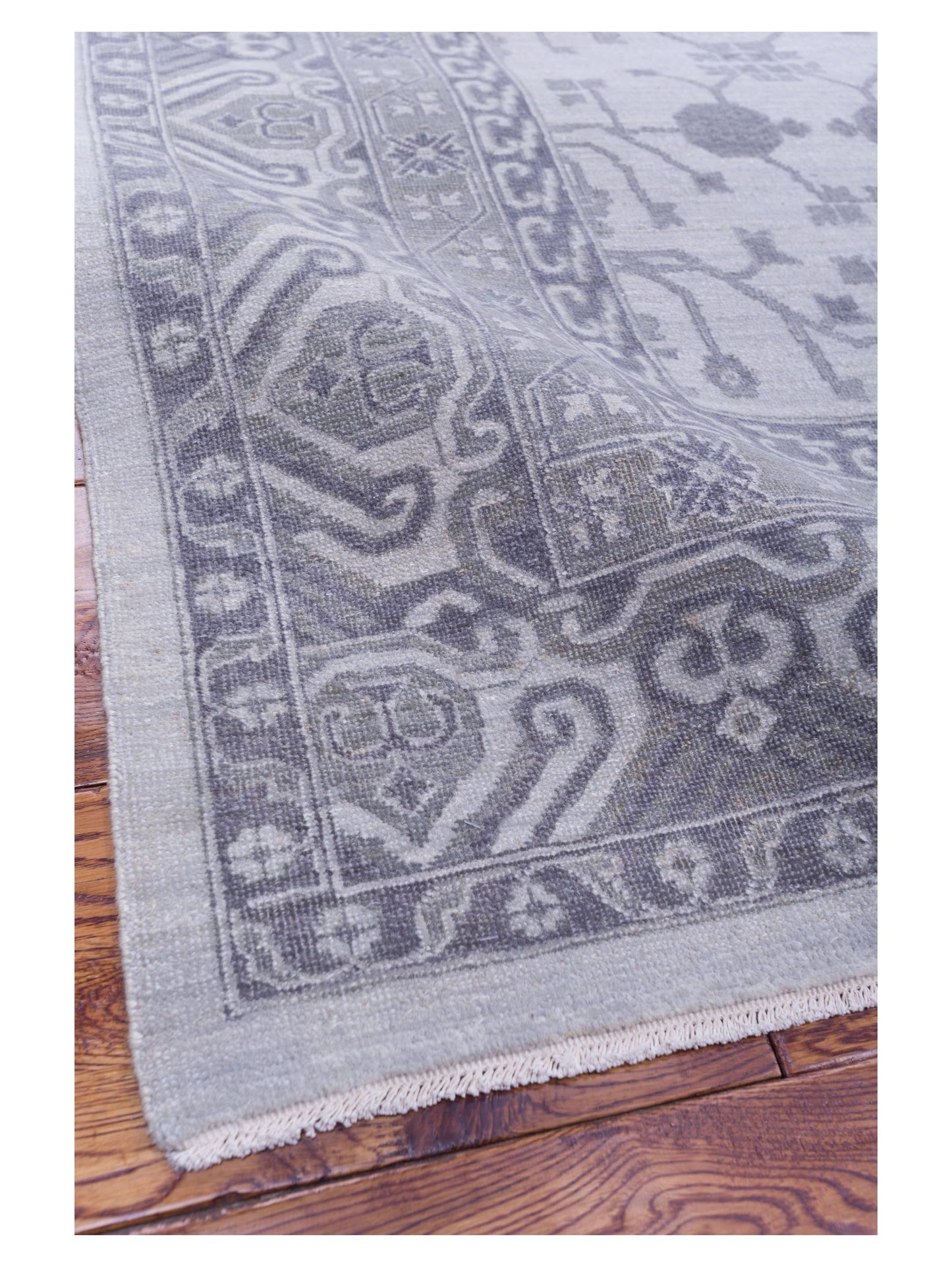 Platinum 127382 Ivory Silver 8.9x11.9 Hand Knotted Rug
