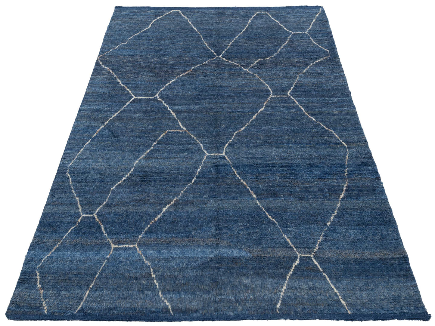 Berber Efes Blue Ivory 8.3x10.4 Hand Knotted Rug