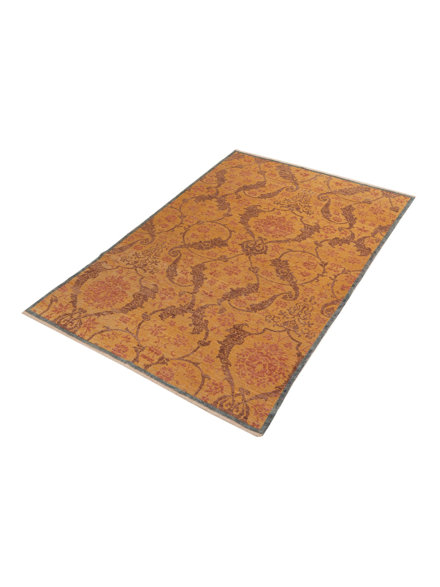 Defne Orchid Gold Gold  6.1x9.4 Hand Knotted Rug