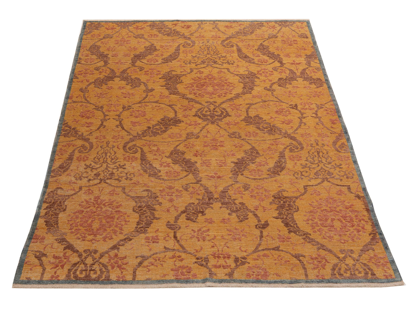Defne Orchid Gold Gold  6.1x9.4 Hand Knotted Rug