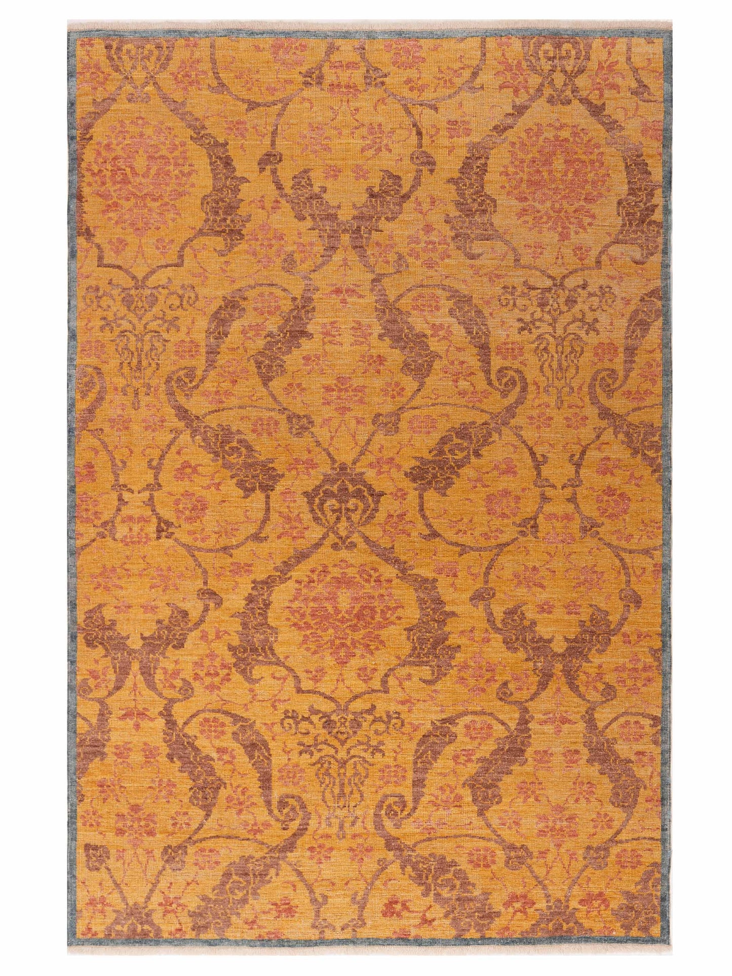 Defne Orchid Gold Gold  6.1x9.4 Hand Knotted Rug