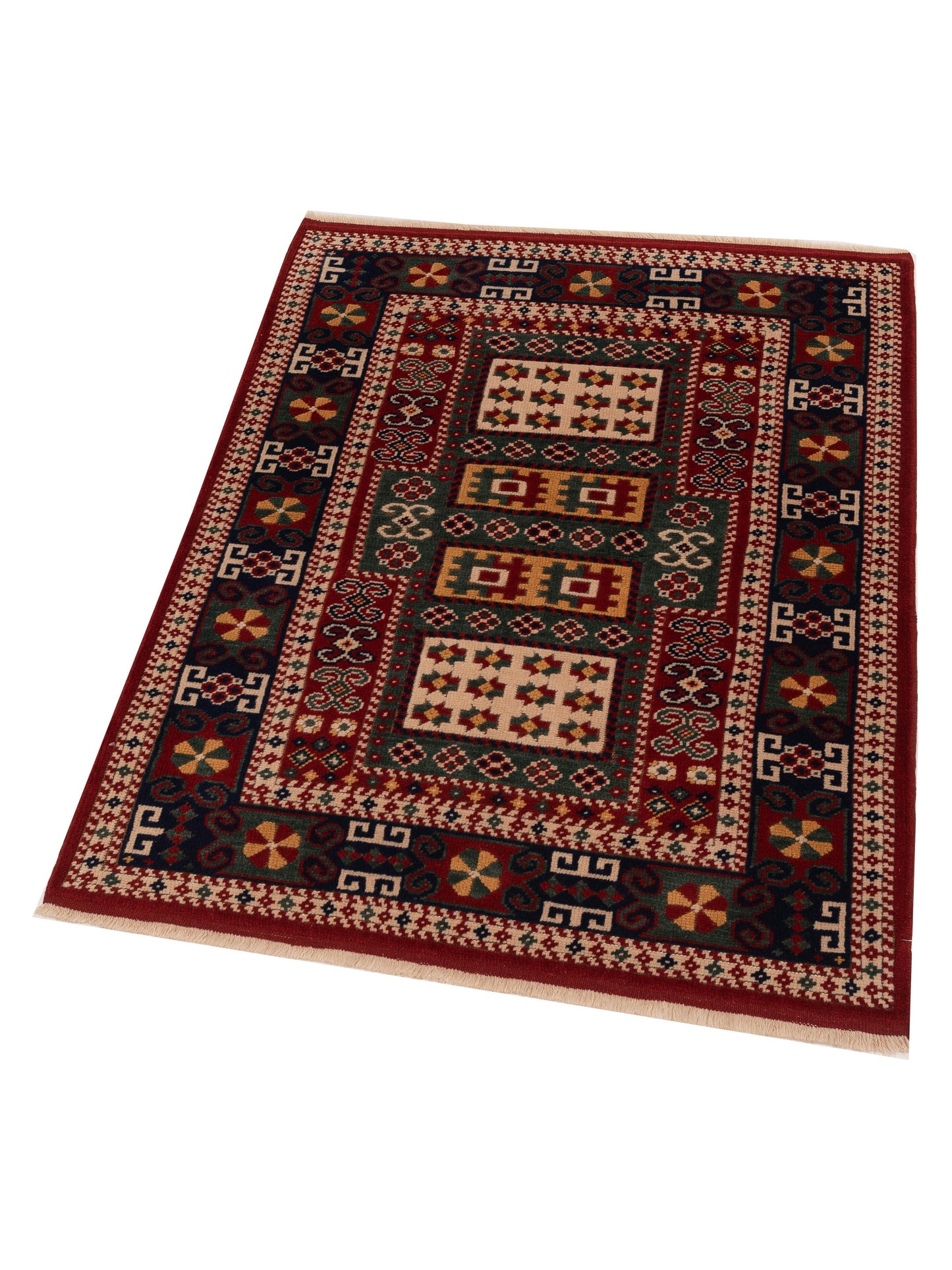 Turkish Shirwan 129637 Red Navy 4x5.3 Hand Knotted Rug