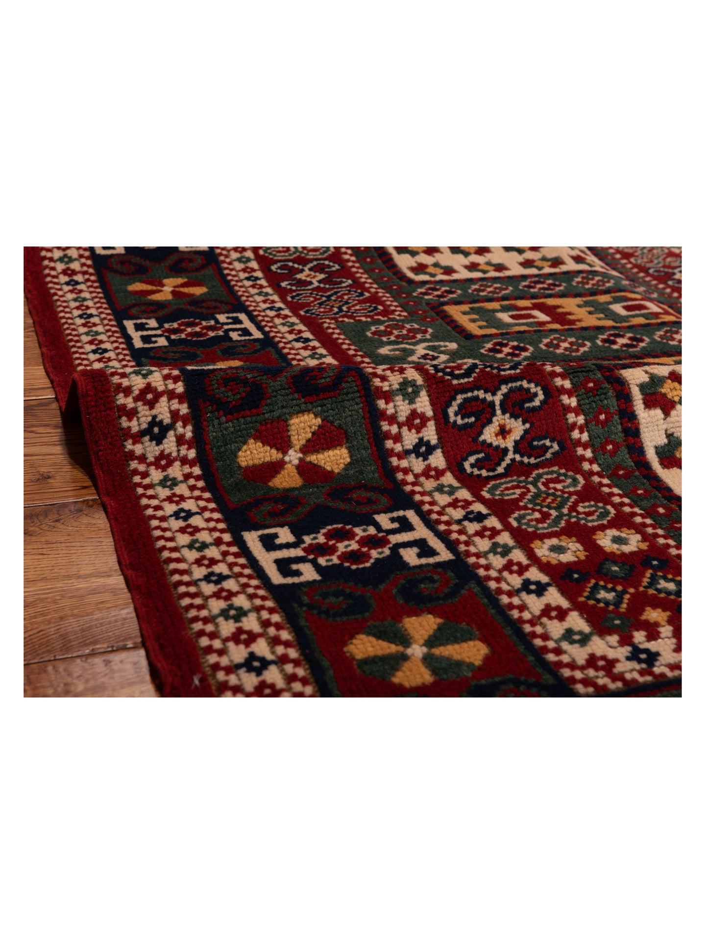Turkish Shirwan 129637 Red Navy 4x5.3 Hand Knotted Rug