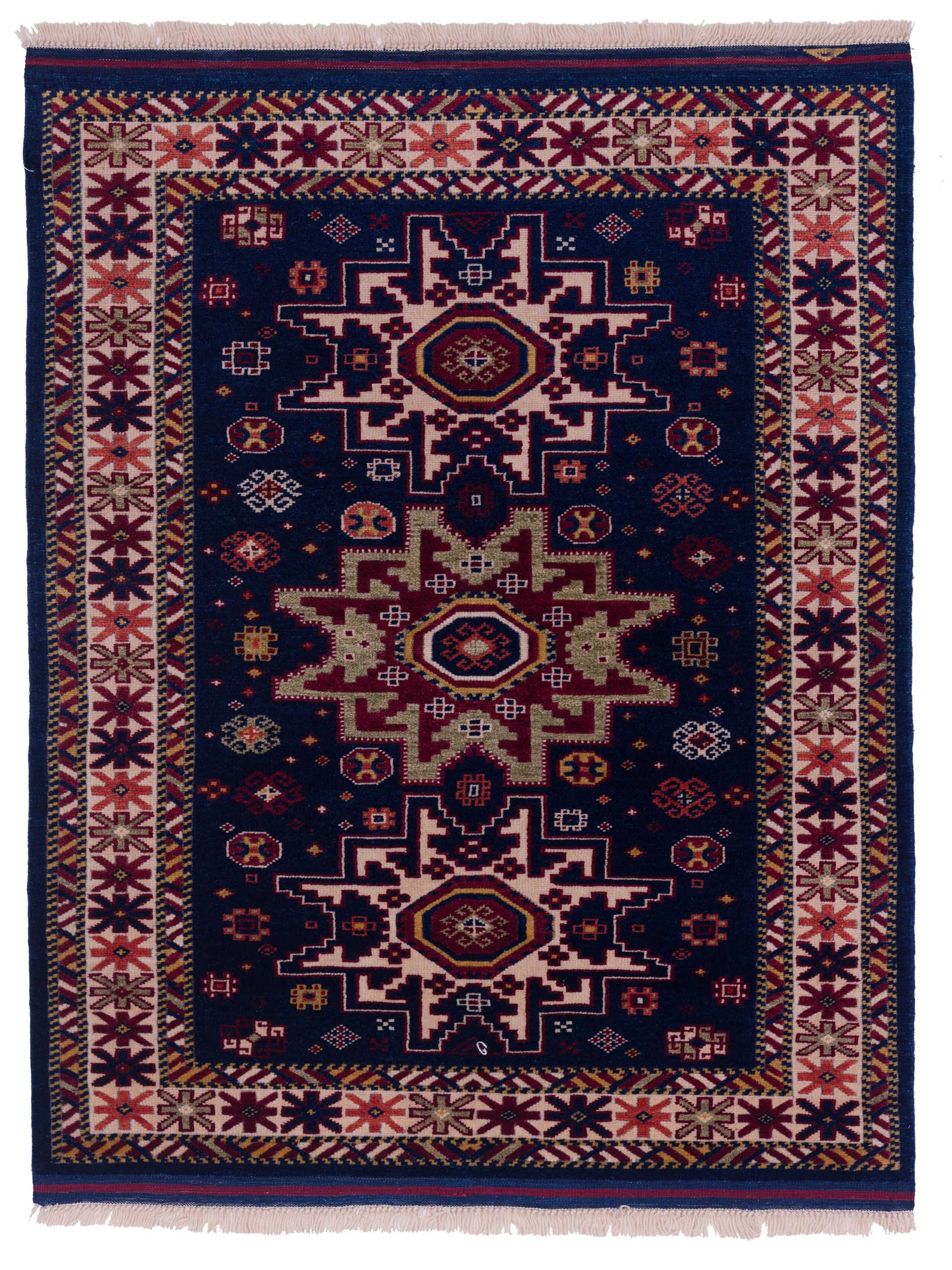 Pasha Turkish Shirwan  Dark Blue Ivory Traditional