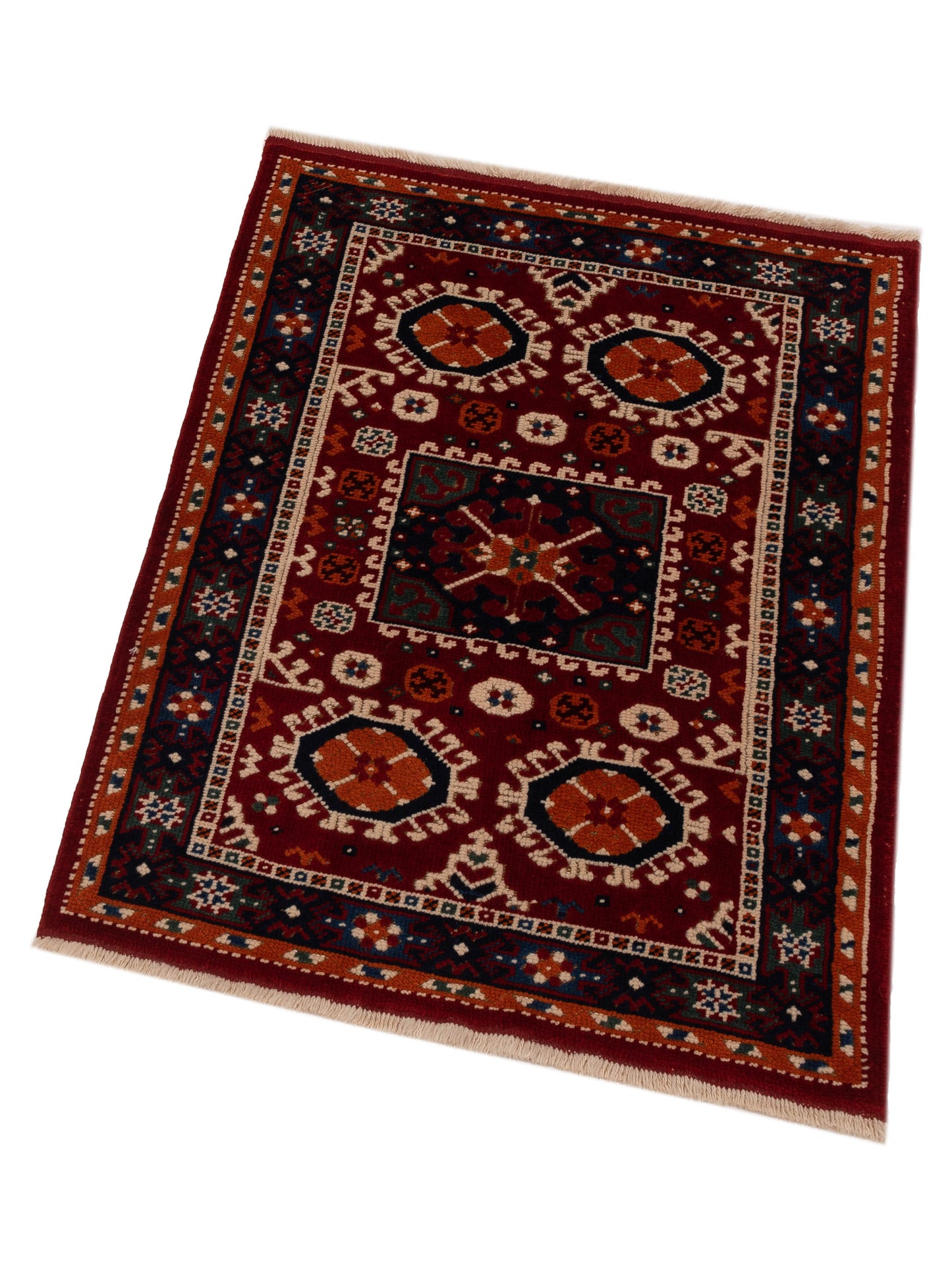 Turkish Shirwan 129668 Red Navy 3.2x4.2 Hand Knotted Rug