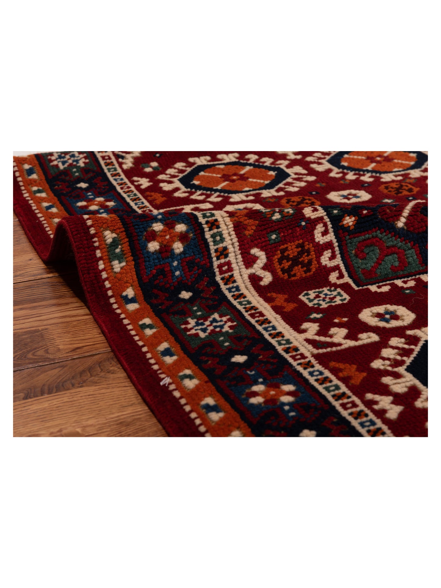 Turkish Shirwan 129668 Red Navy 3.2x4.2 Hand Knotted Rug