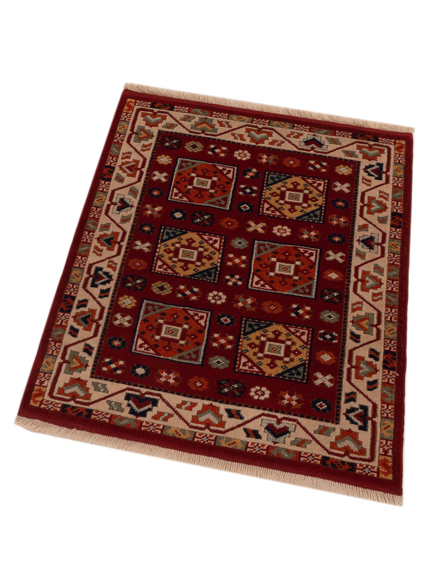 Turkish Shirwan 129692 Red Ivory 3.1x4.2 Hand Knotted Rug