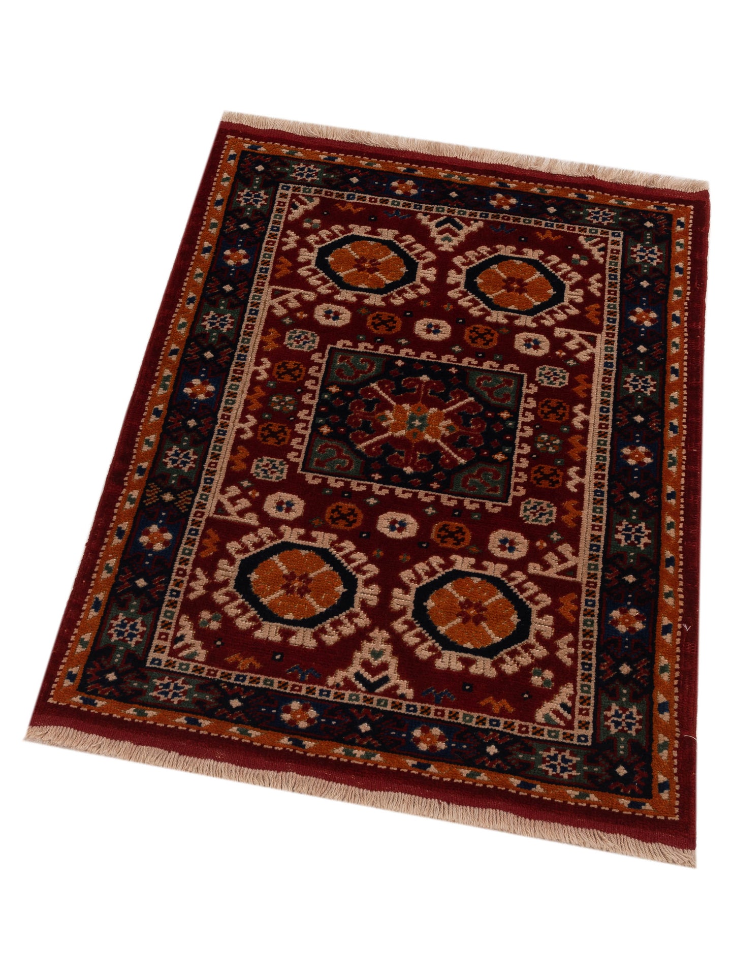 Turkish Shirwan 129695 Red Navy 3x4.4 Hand Knotted Rug