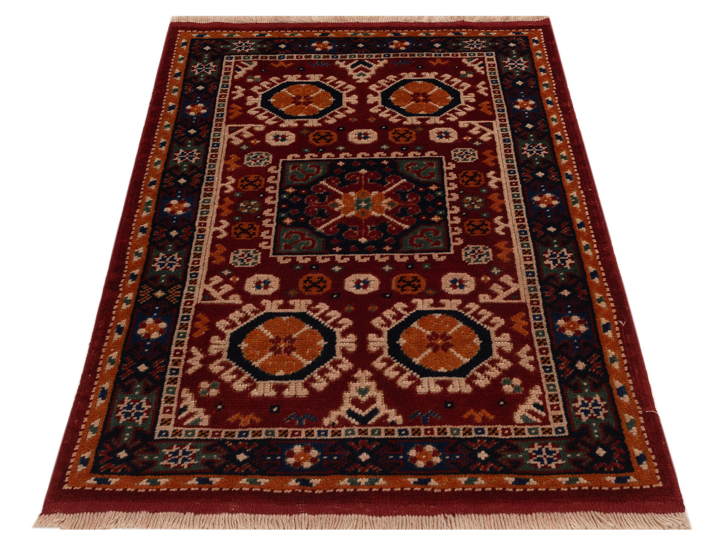 Turkish Shirwan 129695 Red Navy 3x4.4 Hand Knotted Rug
